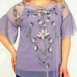 Lane Bryant Floral Mesh Blouse Plus…
